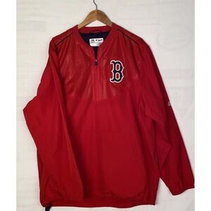 Boston Red Sox Majestic Red Home Batting Warm Up Jacket Pull Over‎ Size Large